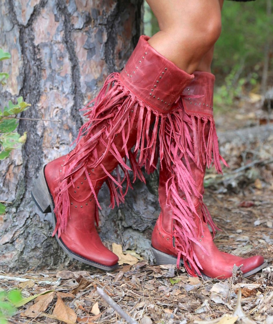 Liberty Black * | Liberty Black Boots Attractive Liberty Black Tall Fringe Zipper Boot Lb71167 Rojo