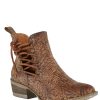 Corral * | Corral Boots Quick Delivery Corral Brown Engraved And Laces Round Toe Ankle Boot Q5004