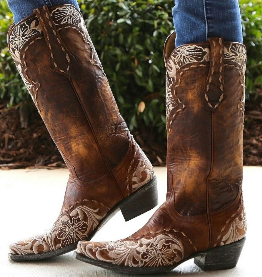 Old Gringo * | Old Gringo Boots Hot Sell Old Gringo Erin Brass Bone Cowgirl Boot