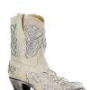 Corral * | Corral Boots Quick Delivery Corral White Glitter Inlay And Crystals Ankle Boot A3550