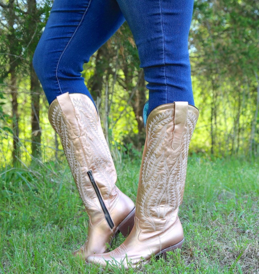 Corral * | Corral Boots Gift Selection Corral Gold Embroidery Tall Top E1380