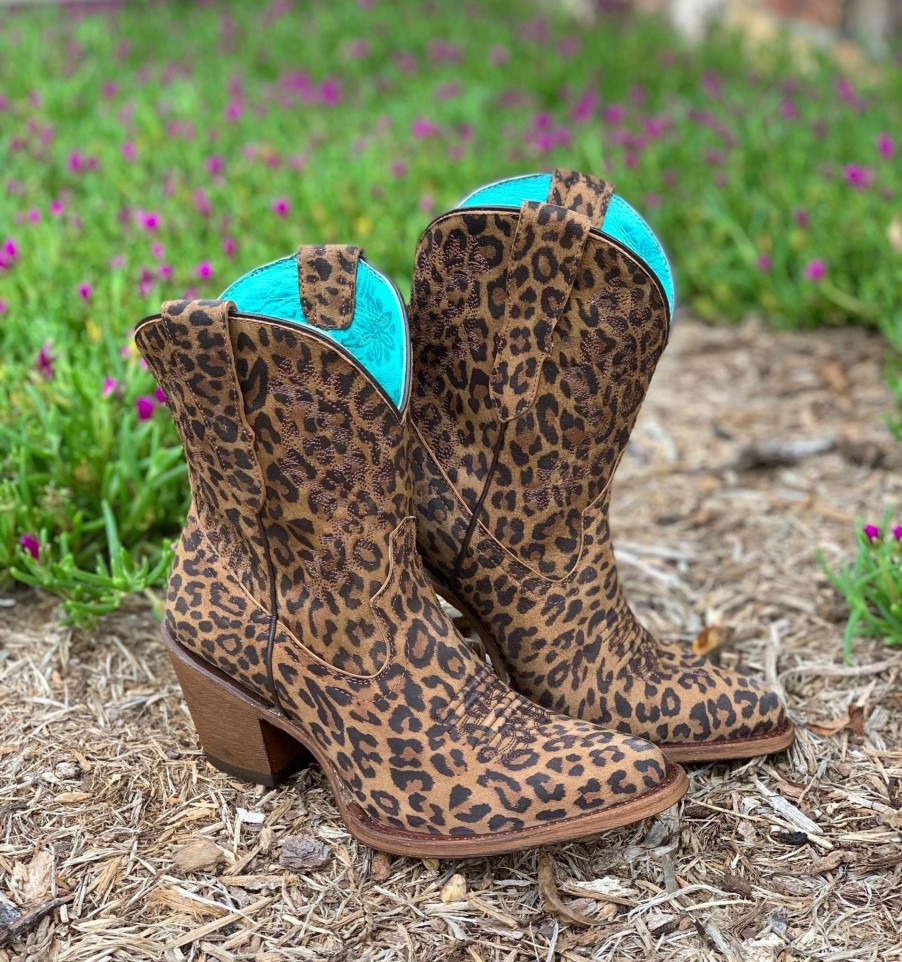 Corral * | Corral Boots Attractive Corral Leopard Print Embroidery Ankle Boot E1650