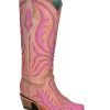 Corral * | Corral Boots Fire Sale Corral Pink Neon Overlay Fluorescent Embroidery Studs C3970