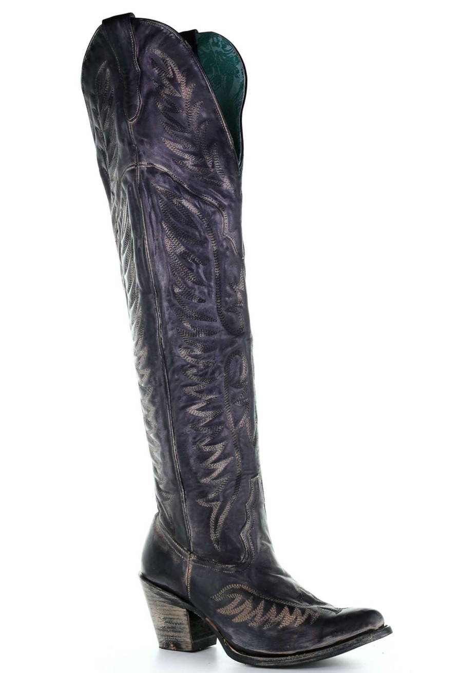 Corral * | Corral Boots Discounts Corral Black Embroidery Tall Top E1506