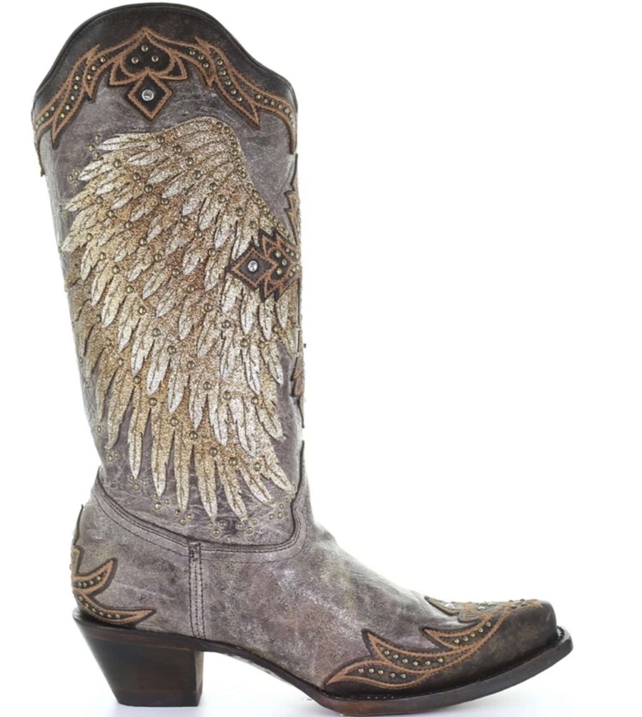 Corral * | Corral Boots Original Corral Tobacco Wing Cross Overlay Embroidery Studs And Crystals A3771