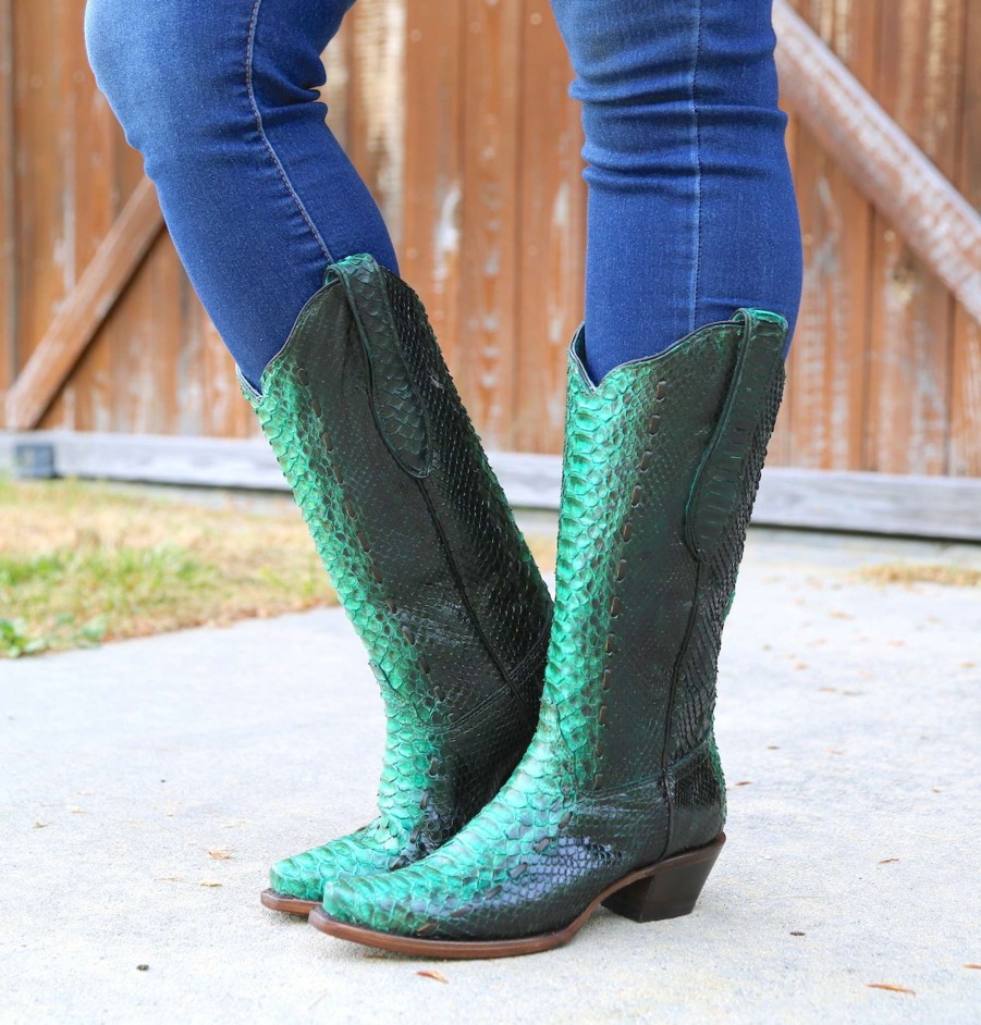 Corral * | Corral Boots Hot Sell Corral Turquoise Full Python Woven A3661