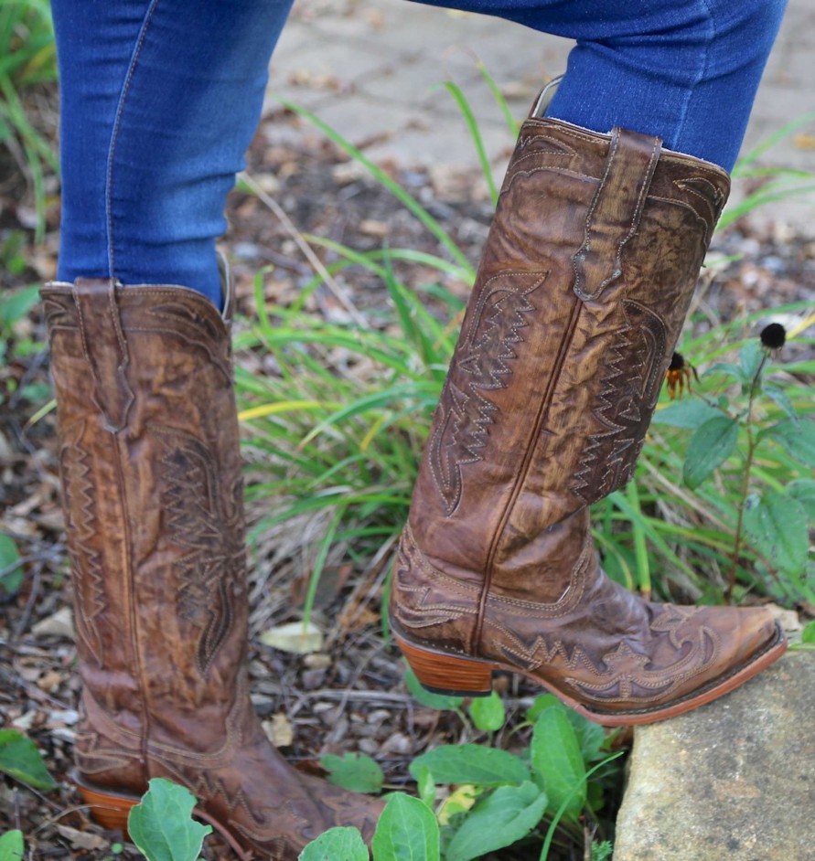 Corral * | Corral Boots Quick Delivery Corral Vintage Brown/Brown Tall Eagle Overlay R2295