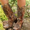 Corral * | Corral Boots Best-Selling Corral Brown Bronze Cord Stitch C3009