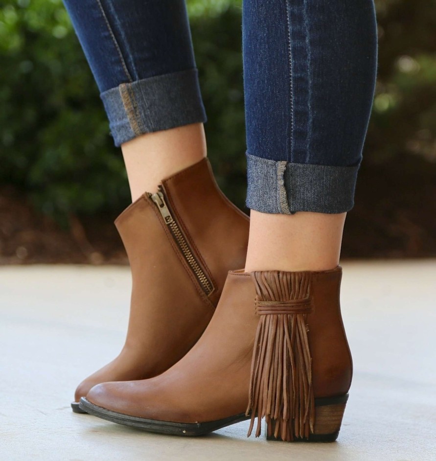 Corral * | Corral Boots Gift Selection Corral Tan Side Fringe Shortie Q0007 *Final Sale!*