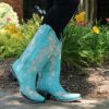 Corral * | Corral Boots Discounts Corral Turquoise Flower Embroidery Crystal Studs A4239