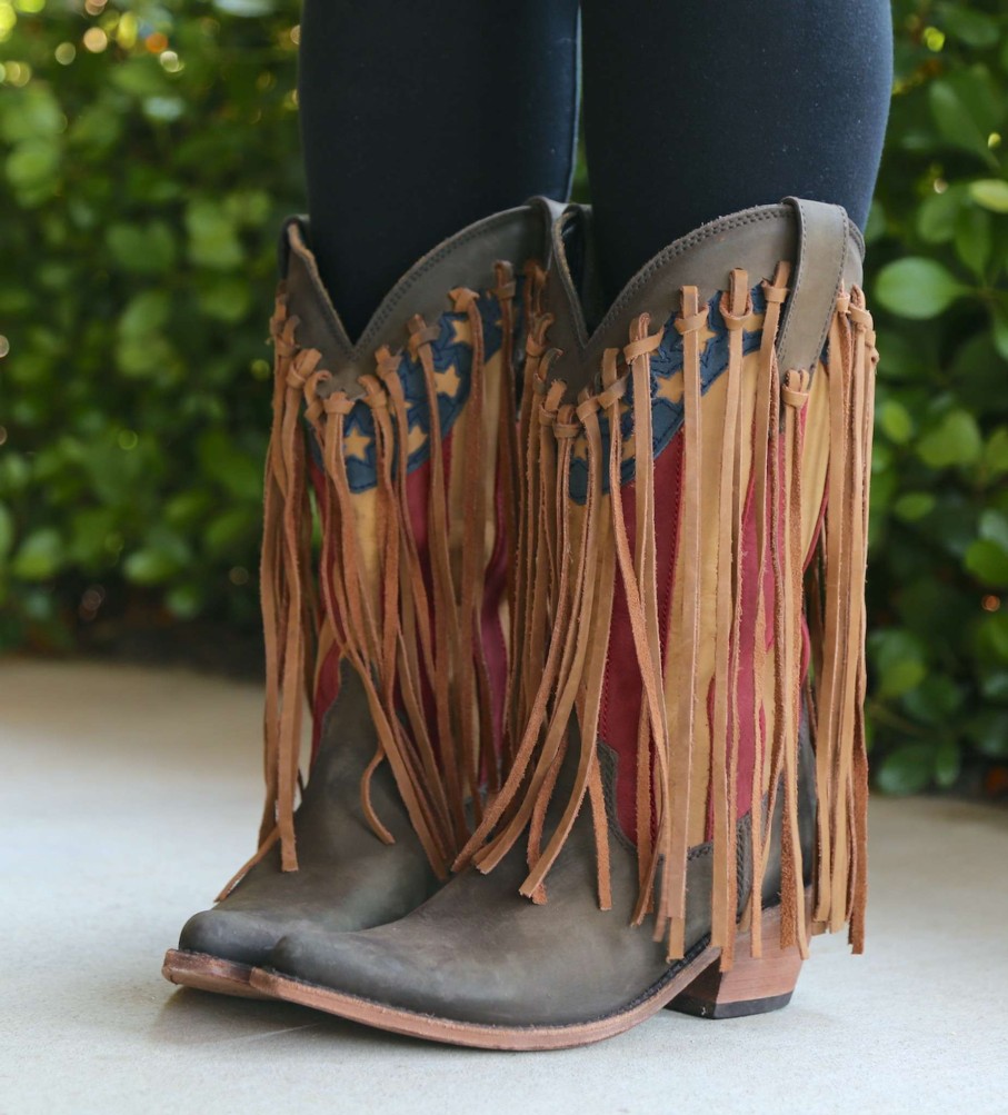 Liberty Black * | Liberty Black Boots Gift Selection Liberty Black Adrianne Americana Fringe Smog Lb712937