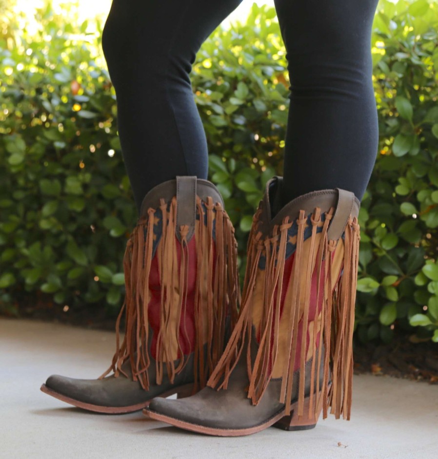 Liberty Black * | Liberty Black Boots Gift Selection Liberty Black Adrianne Americana Fringe Smog Lb712937