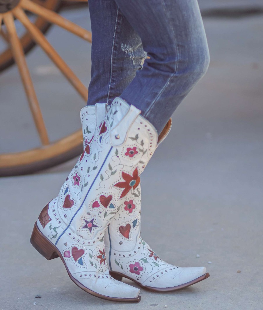 Old Gringo * | Old Gringo Boots Typical Style Old Gringo Lovers And Flowers White L3351-3