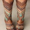 Corral * | Corral Boots Typical Style Corral Turquoise Brown Embroidery And Studs A3381