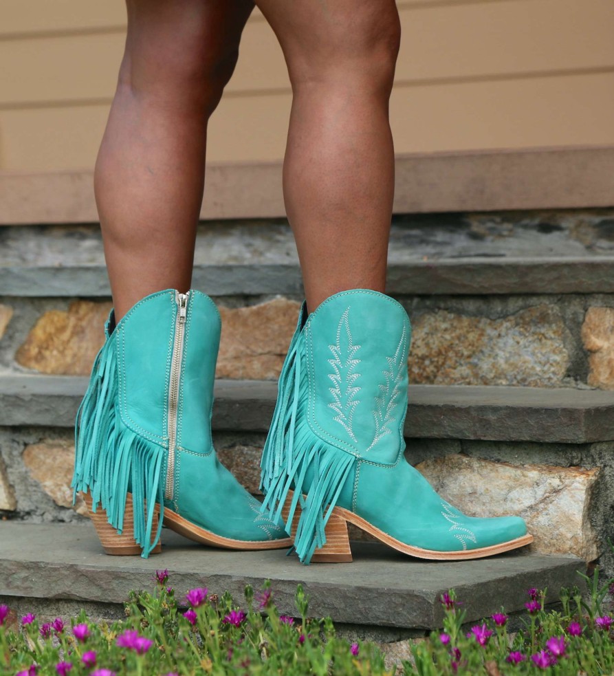 Liberty Black * | Liberty Black Boots Quick Delivery Liberty Black Fringe Benefits Bootie Nobuck Turquoise Lb713423