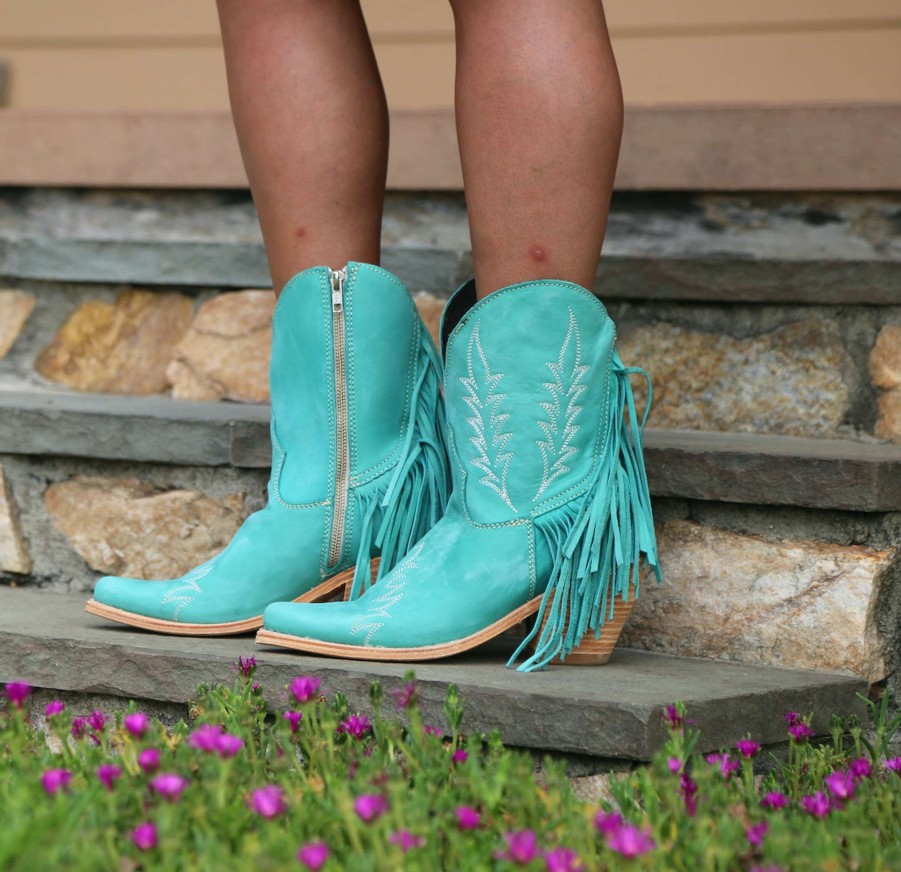 Liberty Black * | Liberty Black Boots Quick Delivery Liberty Black Fringe Benefits Bootie Nobuck Turquoise Lb713423