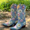 Old Gringo * | Yippee Ki Yay By Old Gringo Best-Selling Yippee By Old Gringo Saguaro Flower Crackled Blue Yl407-1