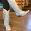 Corral * | Corral Boots Hot Sale Corral White Turquoise Glitter Chameleon C3377