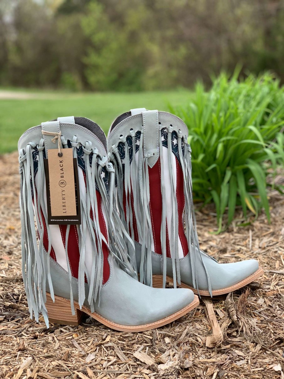 Liberty Black * | Liberty Black Boots Official Liberty Black Fringe American Flag Boot Gray Lb712937