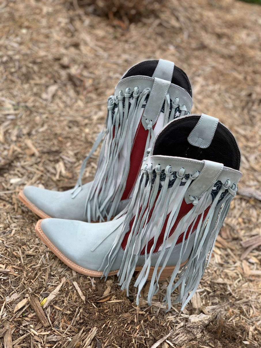 Liberty Black * | Liberty Black Boots Official Liberty Black Fringe American Flag Boot Gray Lb712937