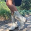 Corral * | Corral Boots Typical Style Corral White Glitter Inlay And Crystals Square Toe A3397