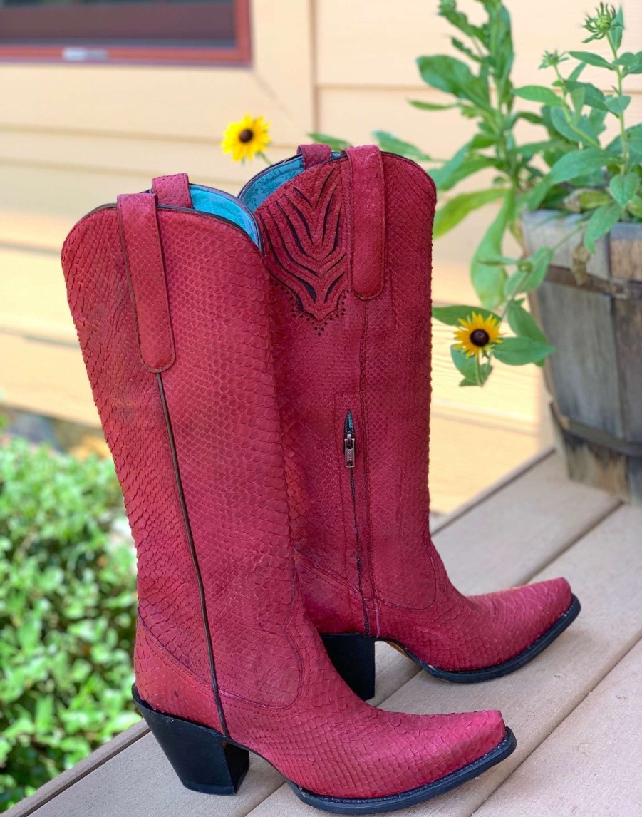 Corral * | Corral Boots Attractive Corral Red Python Tall Top Full Exotic A4194