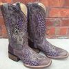 Corral * | Corral Boots Online Sales Corral Brown/Purple Wing And Cross A2646