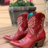 Corral * | Corral Boots Online Sales Corral Red Embroidery Ankle Boot E1424