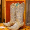 Corral * | Corral Boots Discounts Corral Bone Glitter Overlay Embroidery And Crystals C3356