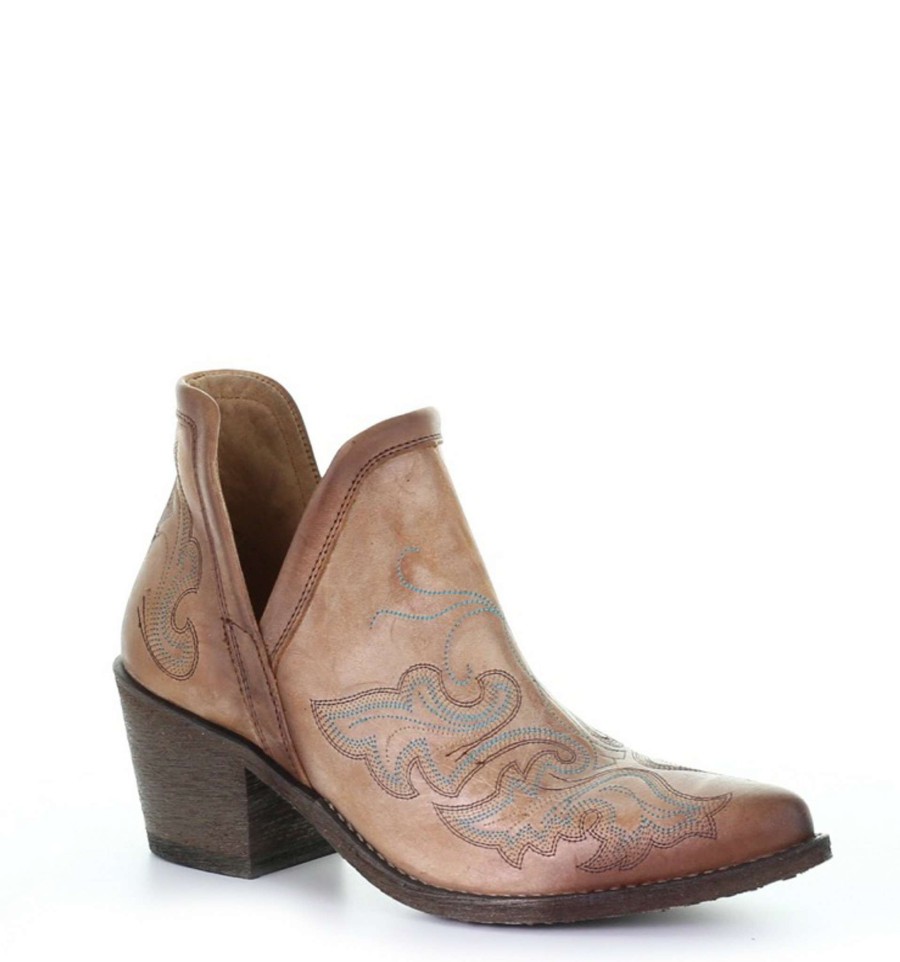 Corral * | Corral Boots Large Choice Corral Cognac Embroidery Bootie Q0143