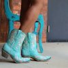 Corral * | Corral Boots Discount Online Corral Turquoise Floral Embroidery Studs Crystals Ankle Boot A4316